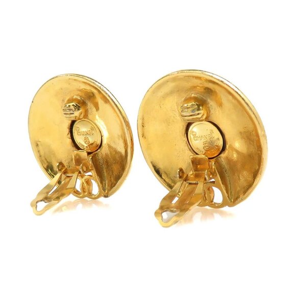 CHANEL CC Logo Clip on Earrings Gold/Brown Metal/Stone - - Picture 3 of 14